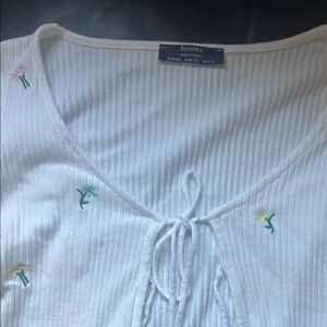 Bershka White Embroidered Top